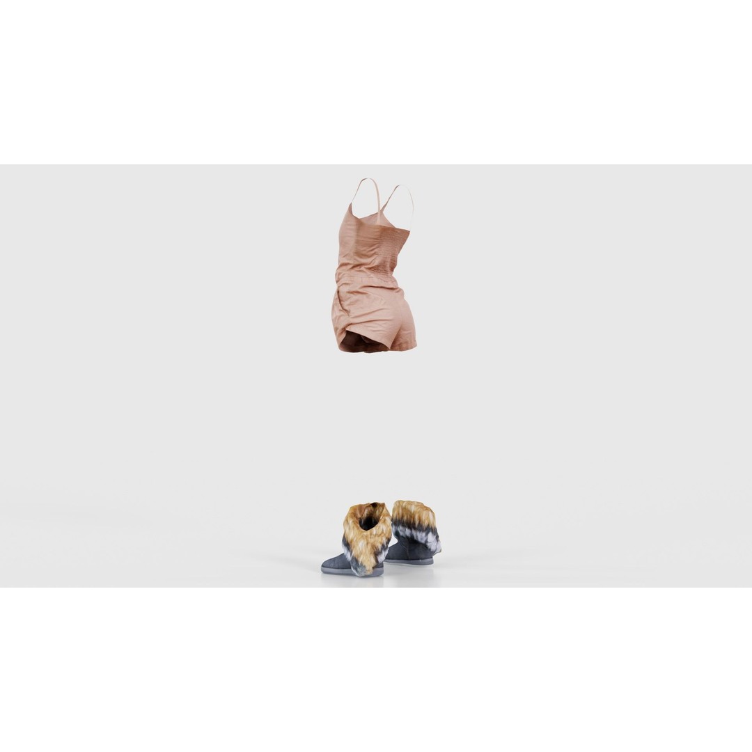 Jumpsuit Fluff 3D Model – Low Poly Clothing Asset, FBX, Blender - View 25