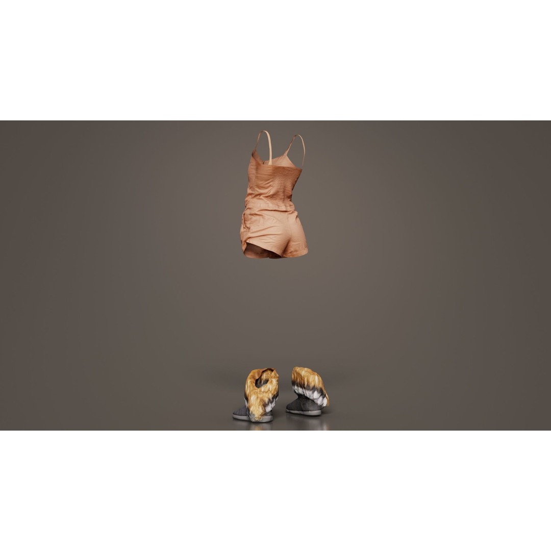 Jumpsuit Fluff 3D Model – Low Poly Clothing Asset, FBX, Blender - View 4