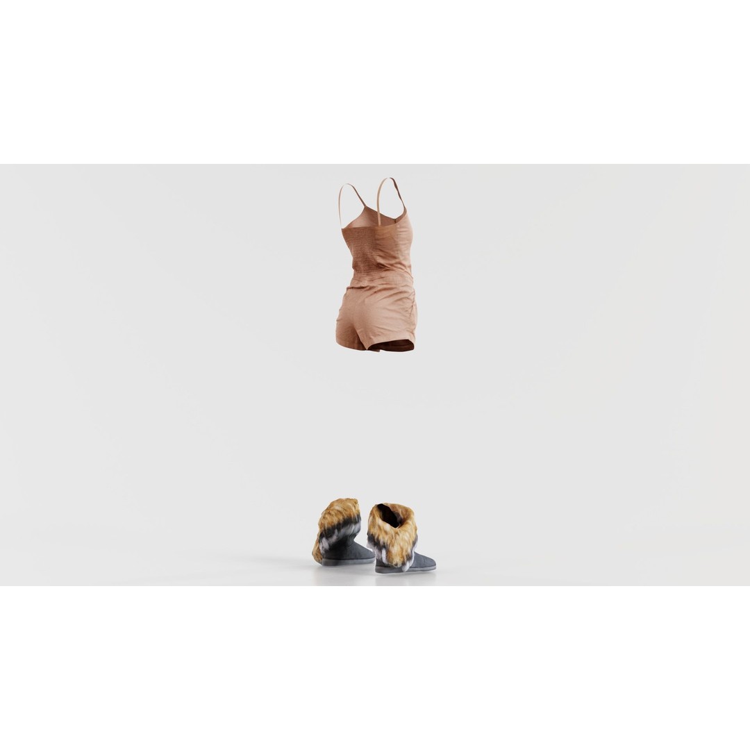 Jumpsuit Fluff 3D Model – Low Poly Clothing Asset, FBX, Blender - View 9