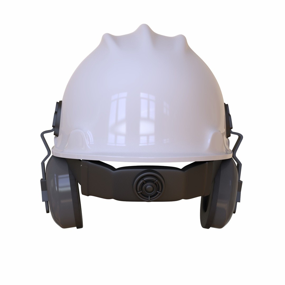 Safety Helmet 3D Model – Low Poly Game Asset with Earmuffs, FBX