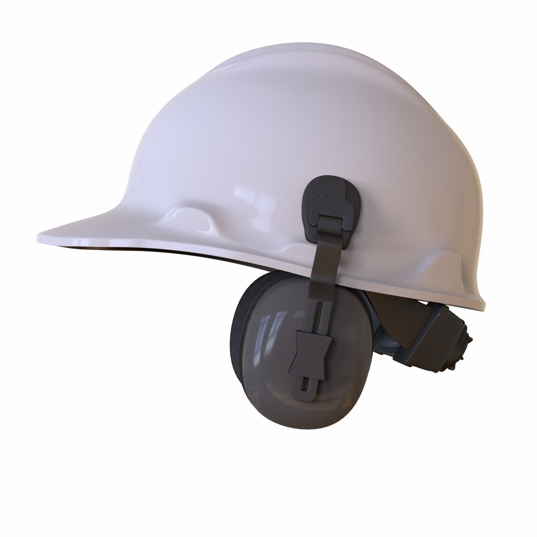 Safety Helmet 3D Model – Low Poly Game Asset with Earmuffs, FBX - View 17