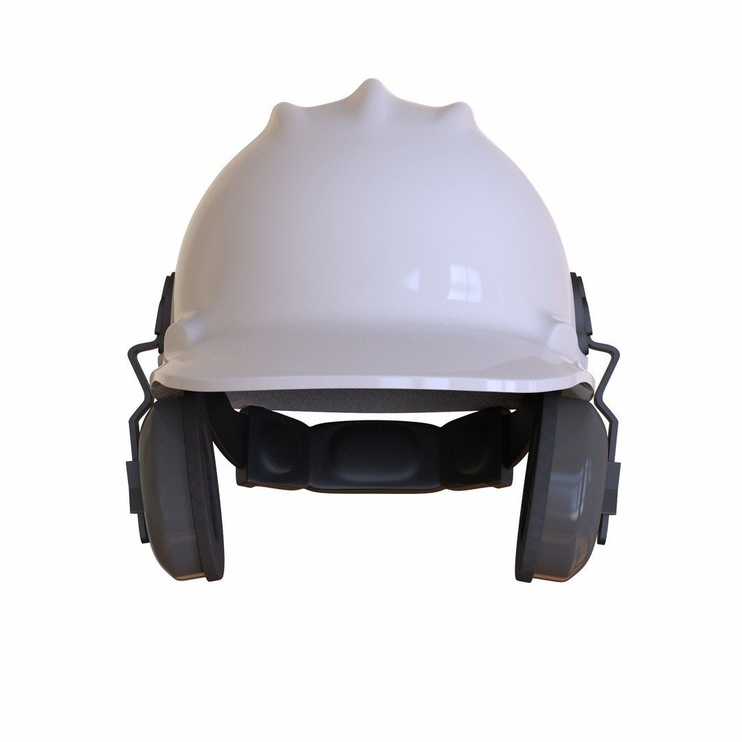 Safety Helmet 3D Model – Low Poly Game Asset with Earmuffs, FBX - View 3