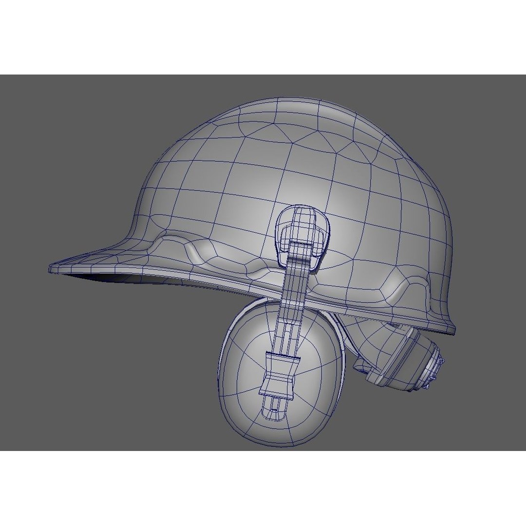 Safety Helmet 3D Model – Low Poly Game Asset with Earmuffs, FBX - View 30