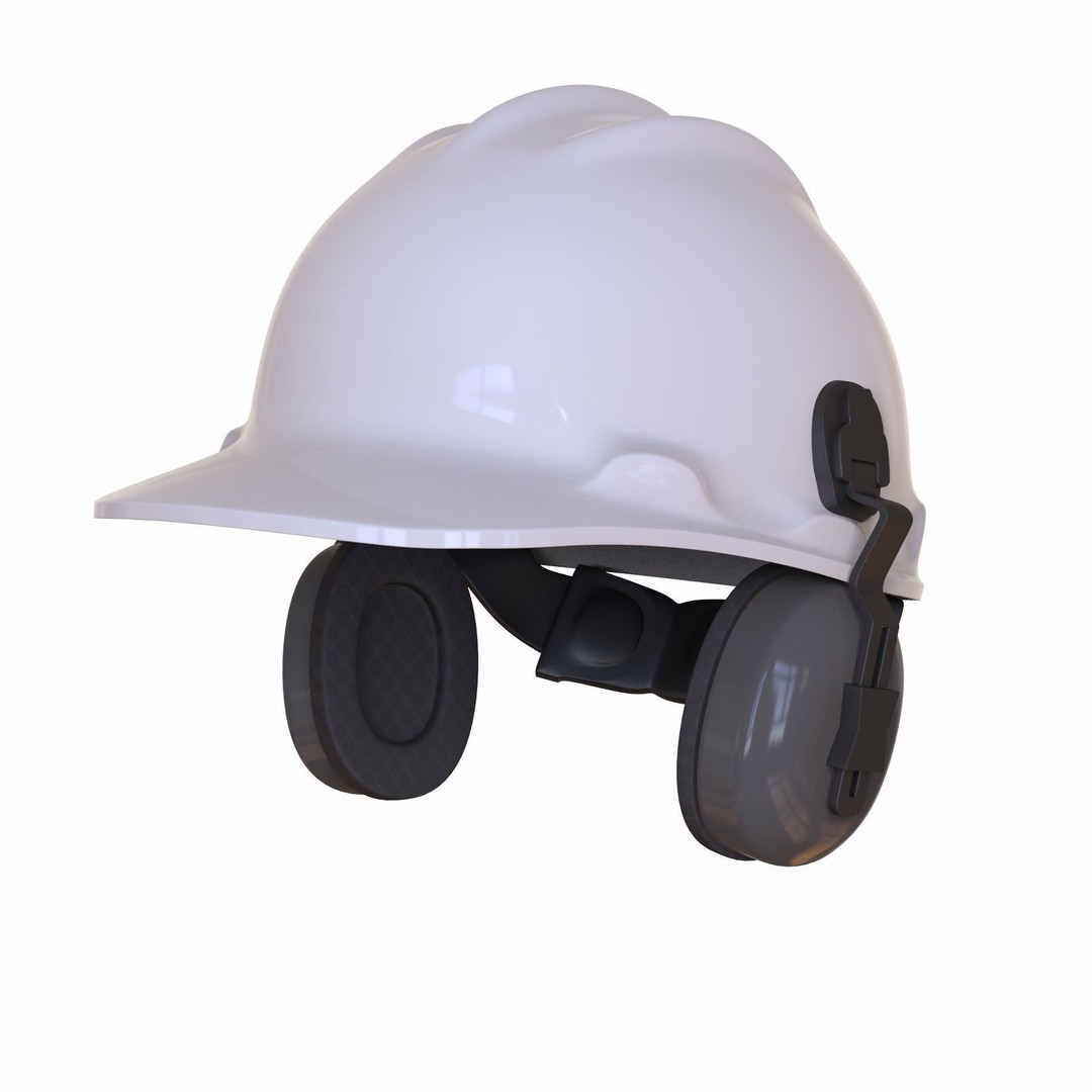 Safety Helmet 3D Model – Low Poly Game Asset with Earmuffs, FBX - View 4