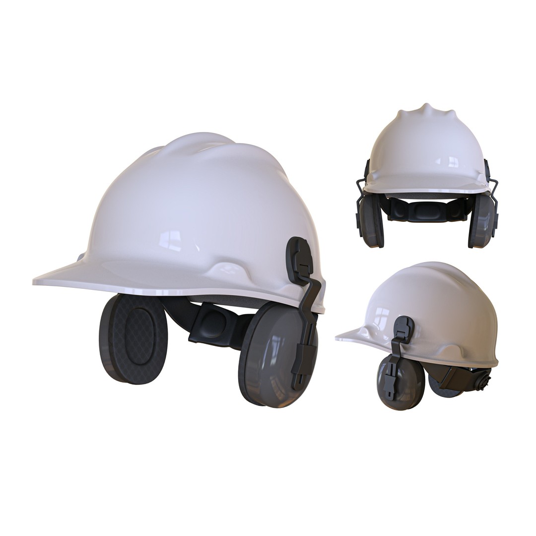 Safety Helmet 3D Model – Low Poly Game Asset with Earmuffs, FBX - View 42
