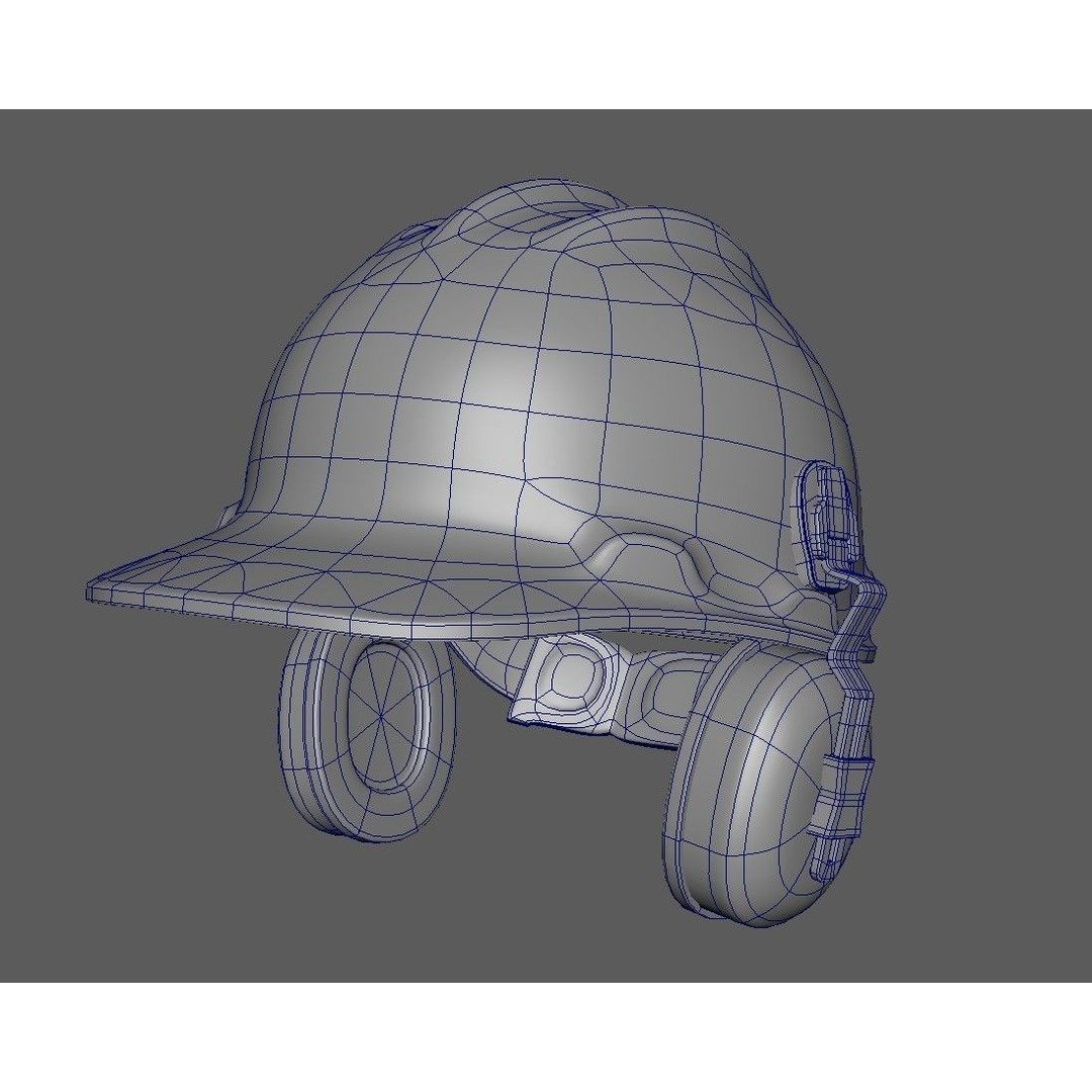 Safety Helmet 3D Model – Low Poly Game Asset with Earmuffs, FBX - View 43