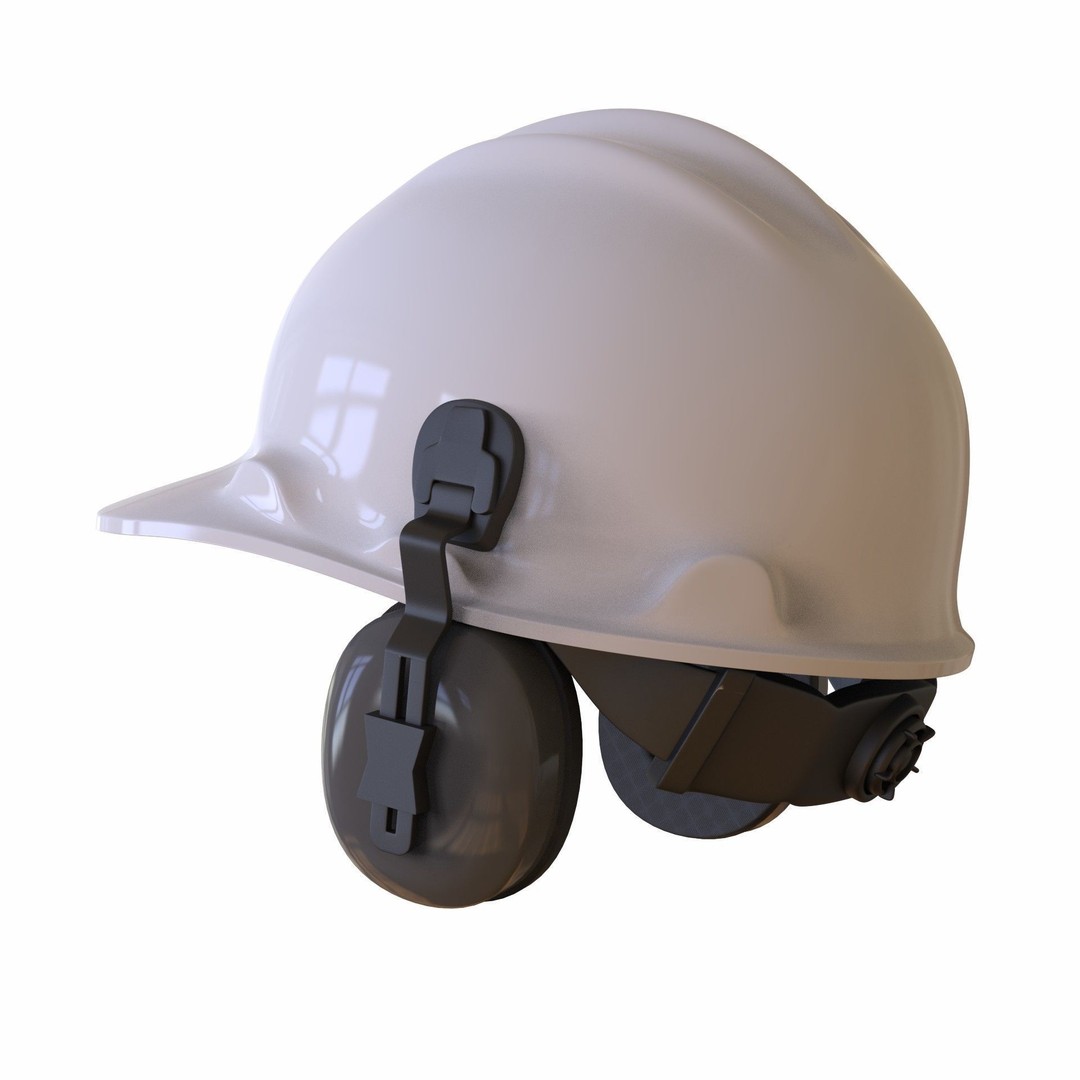 Safety Helmet 3D Model – Low Poly Game Asset with Earmuffs, FBX - View 7