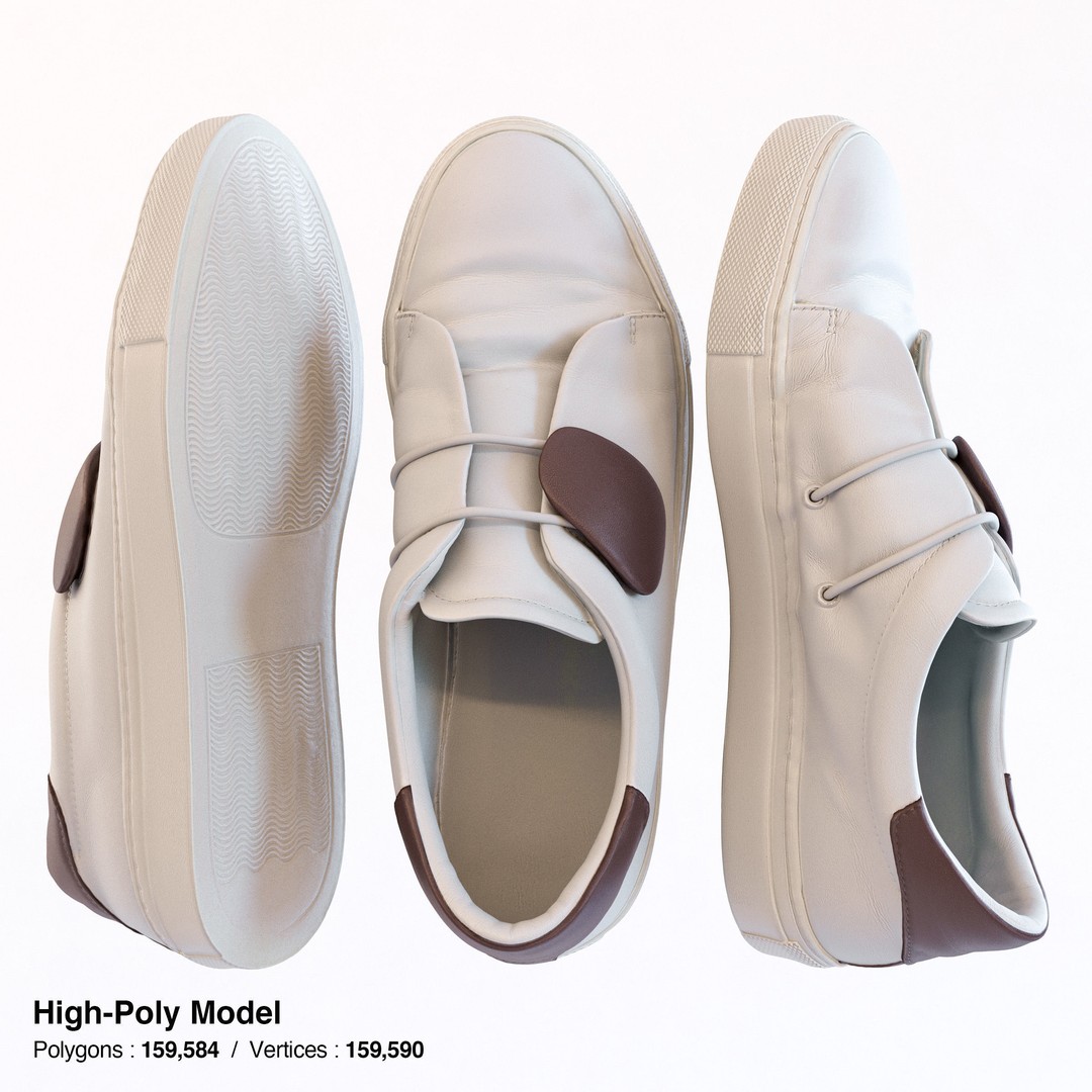 Elastic Strap Sneaker 3D Model – Low Poly Footwear, FBX & OBJ - View 10