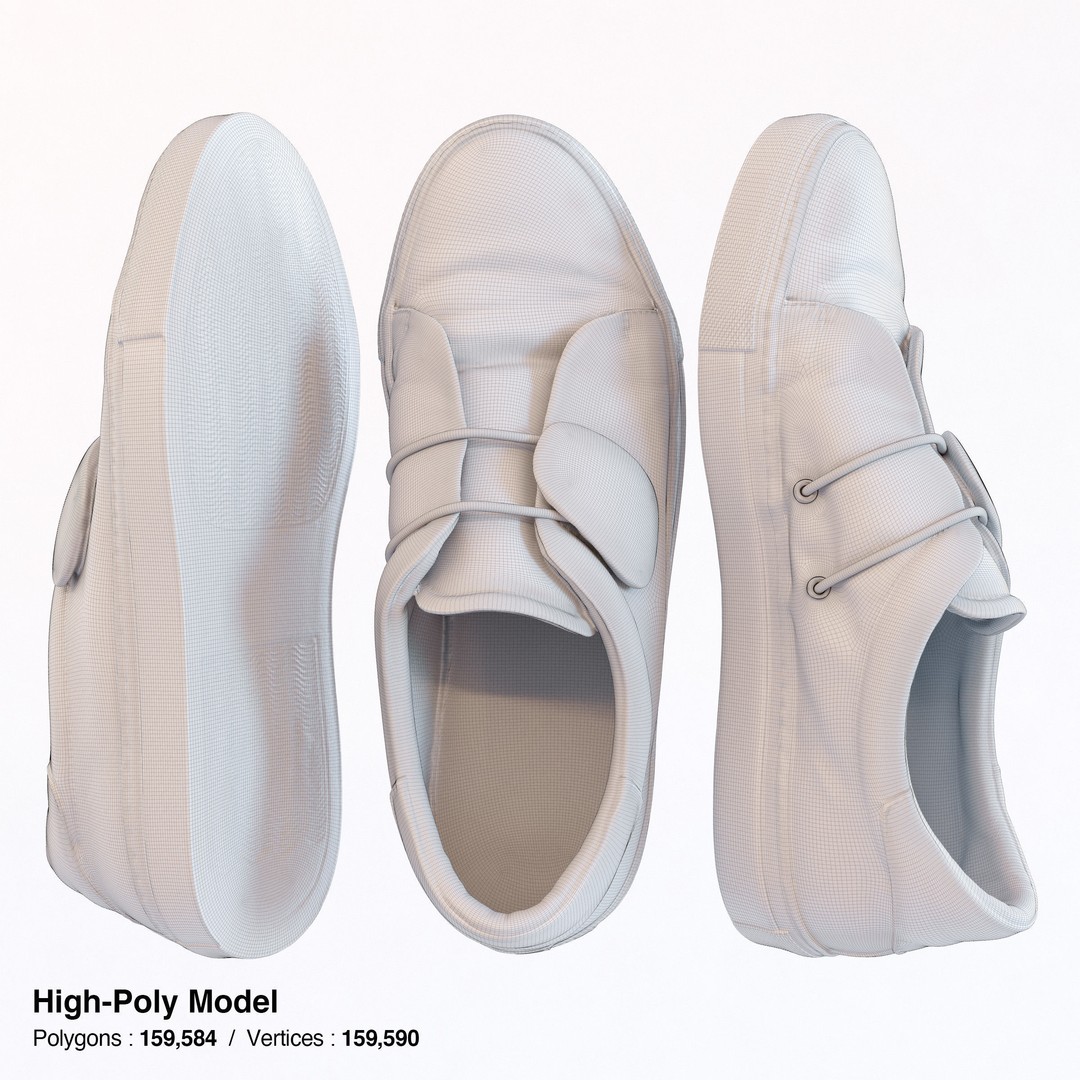 Elastic Strap Sneaker 3D Model – Low Poly Footwear, FBX & OBJ - View 11