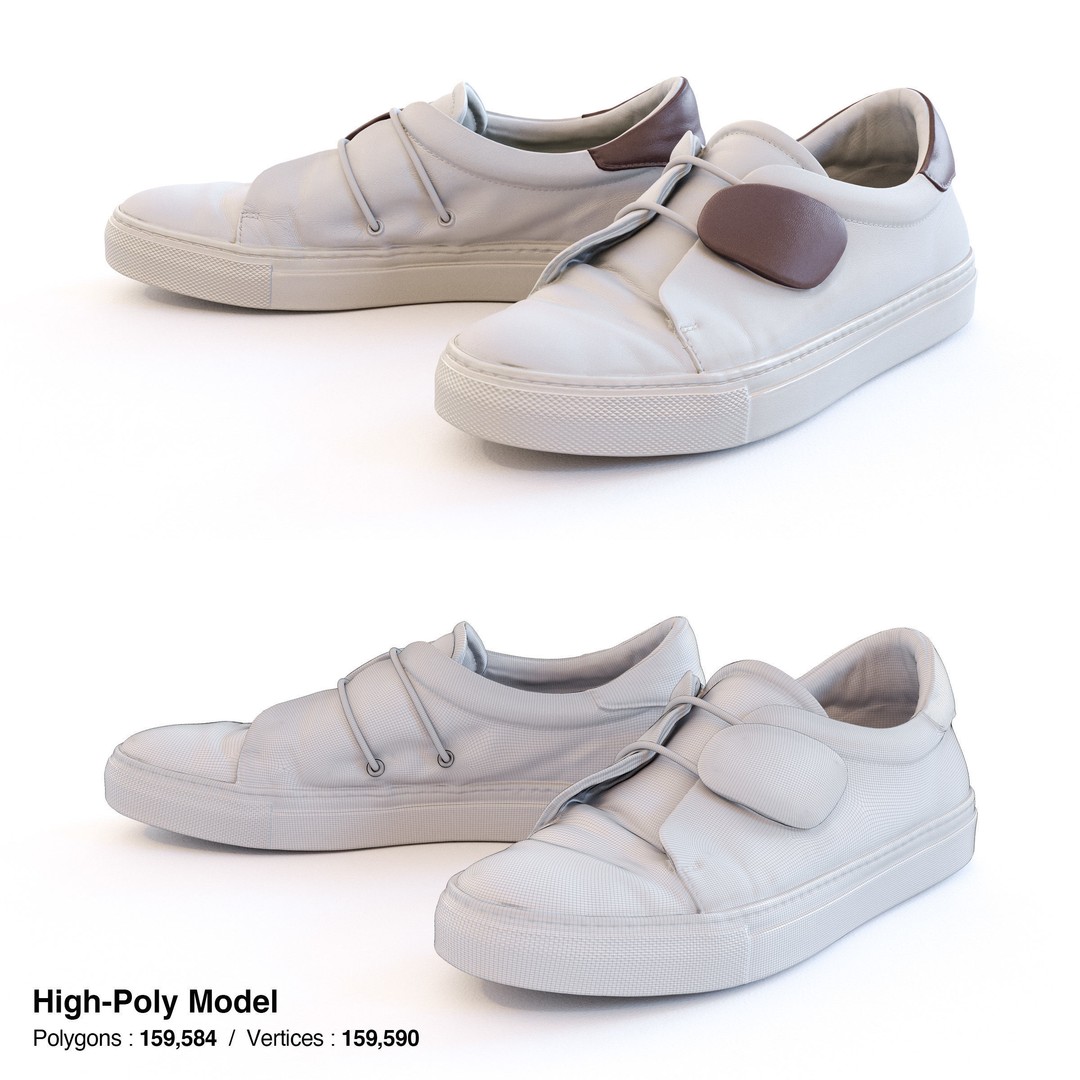 Elastic Strap Sneaker 3D Model – Low Poly Footwear, FBX & OBJ - View 6