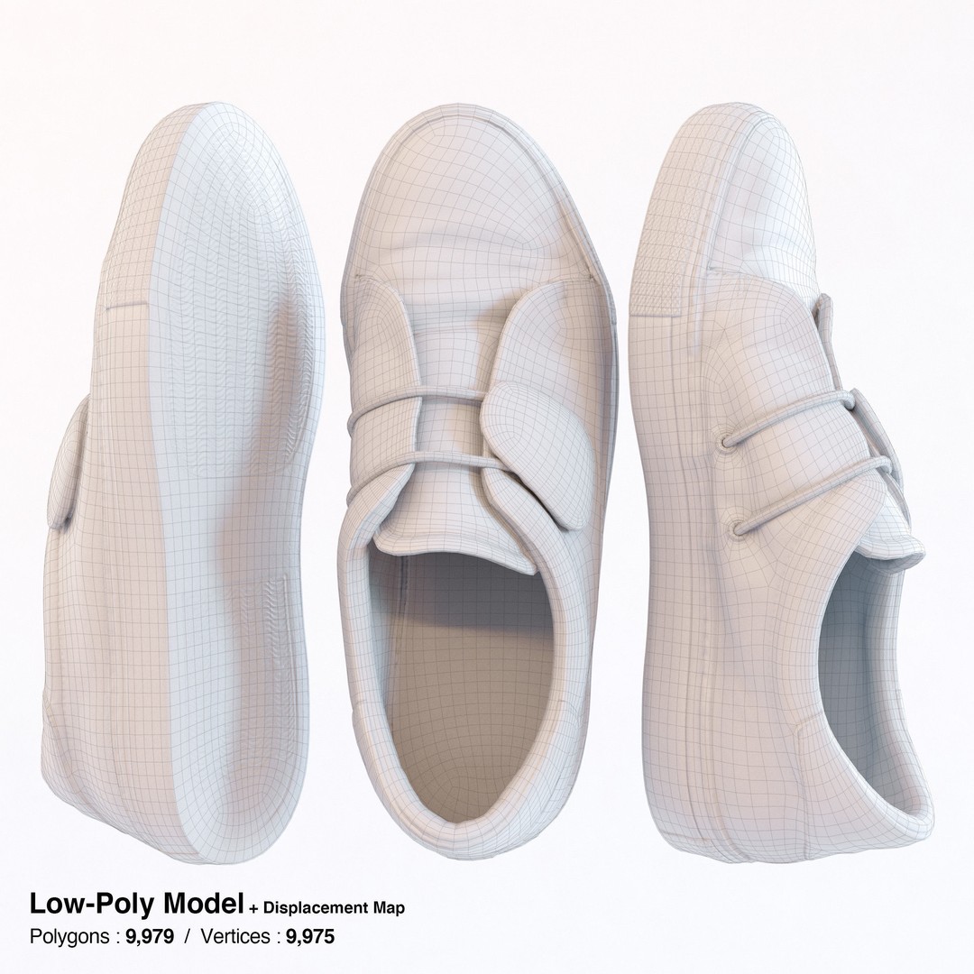 Elastic Strap Sneaker 3D Model – Low Poly Footwear, FBX & OBJ - View 8