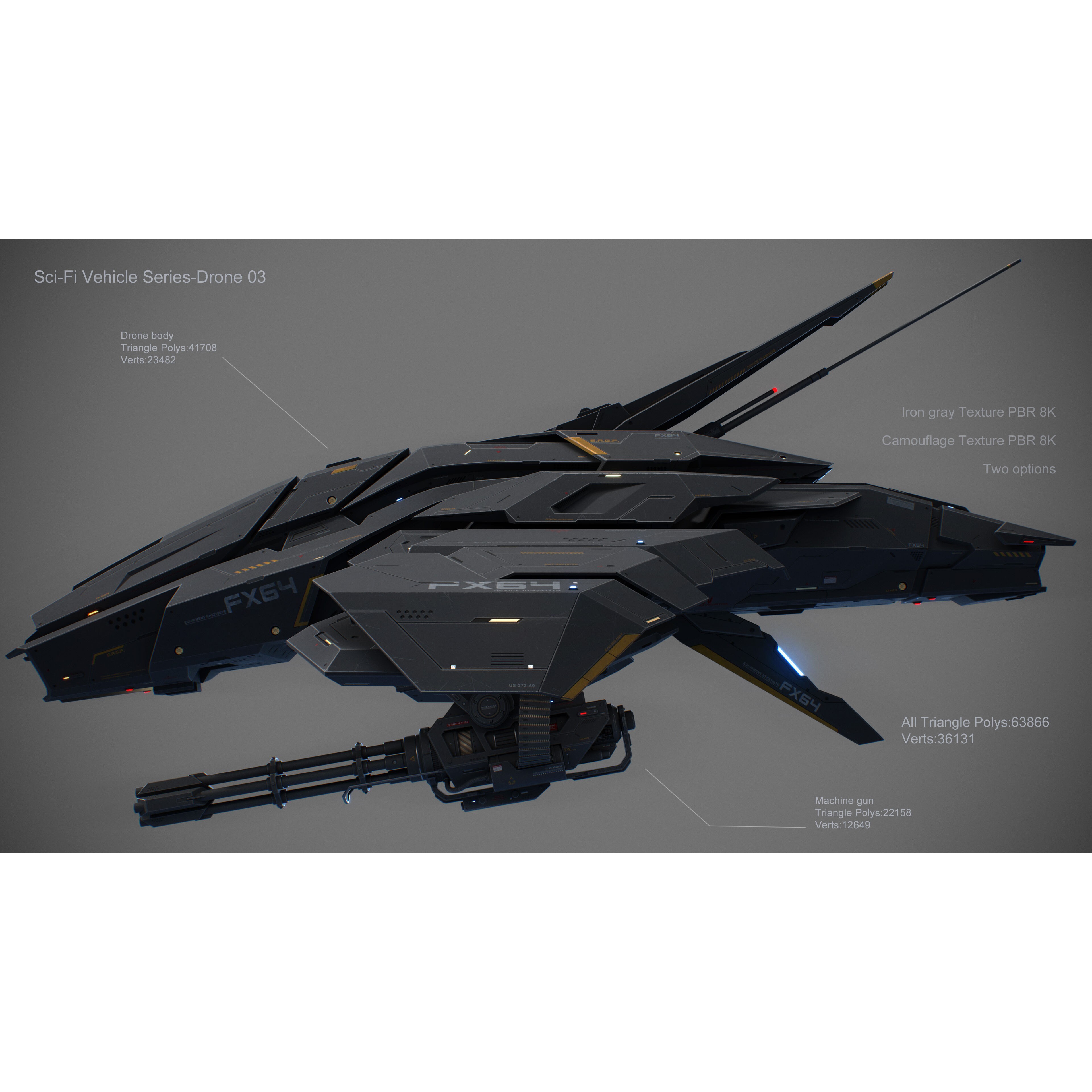 Sci-Fi Vehicle Series - Low-Poly Game-Ready 3D Model - View 3