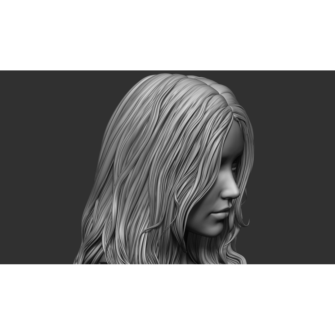 Hair 81 3D Model – Long Detailed Hairstyle, ZTL, OBJ, STL - View 13