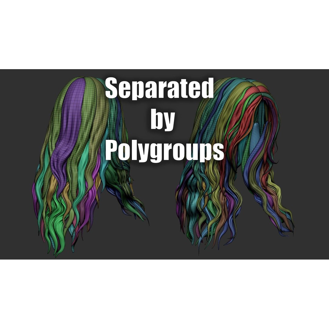 Hair 81 3D Model – Long Detailed Hairstyle, ZTL, OBJ, STL - View 15
