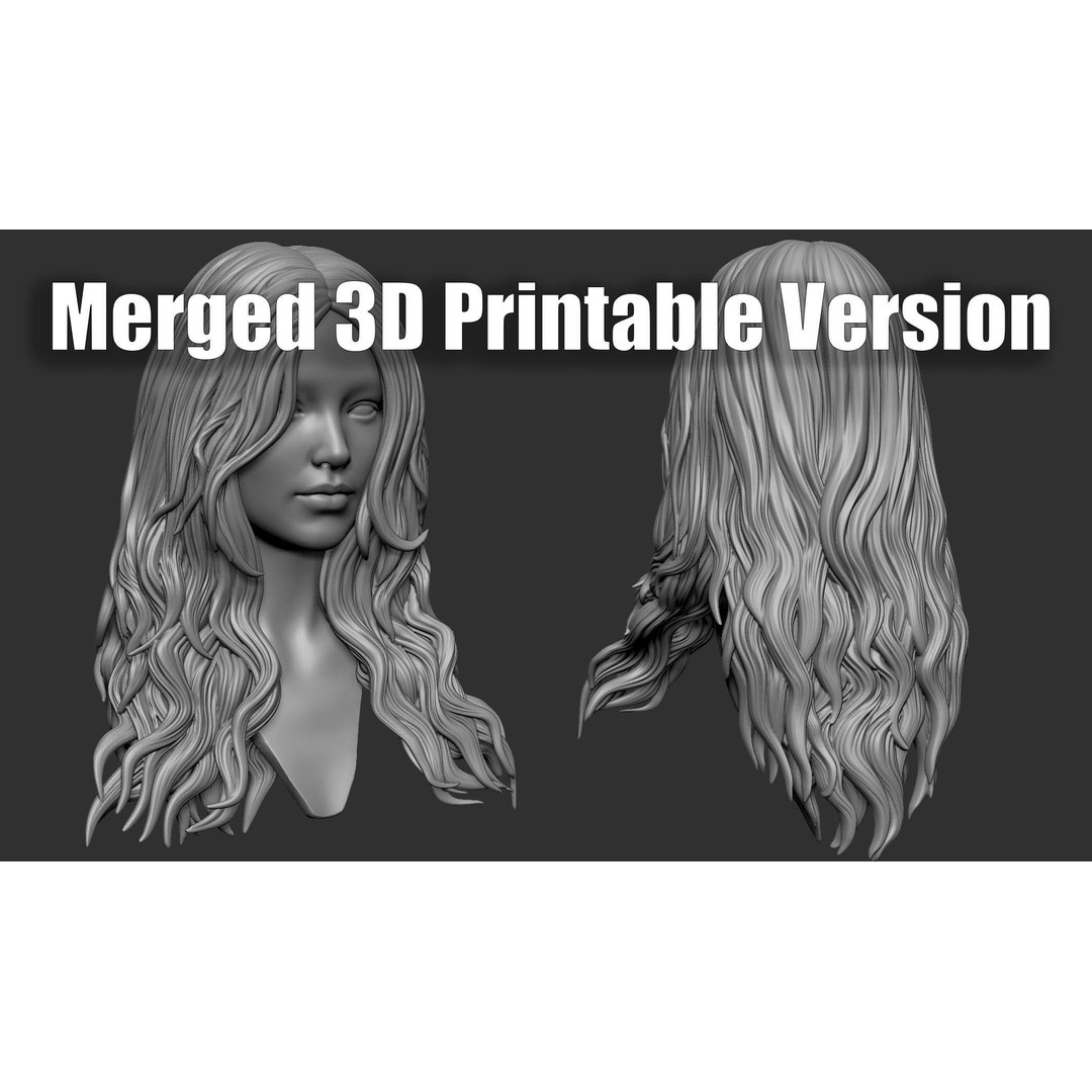Hair 81 3D Model – Long Detailed Hairstyle, ZTL, OBJ, STL - View 16