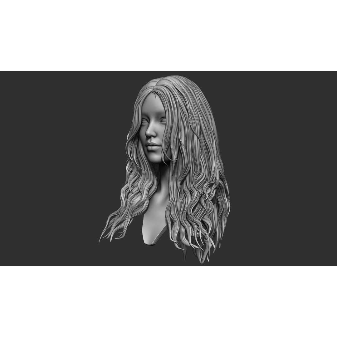 Hair 81 3D Model – Long Detailed Hairstyle, ZTL, OBJ, STL - View 5