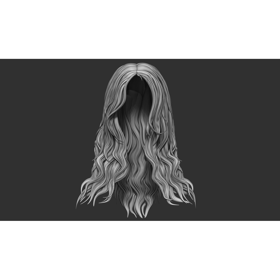 Hair 81 3D Model – Long Detailed Hairstyle, ZTL, OBJ, STL - View 7