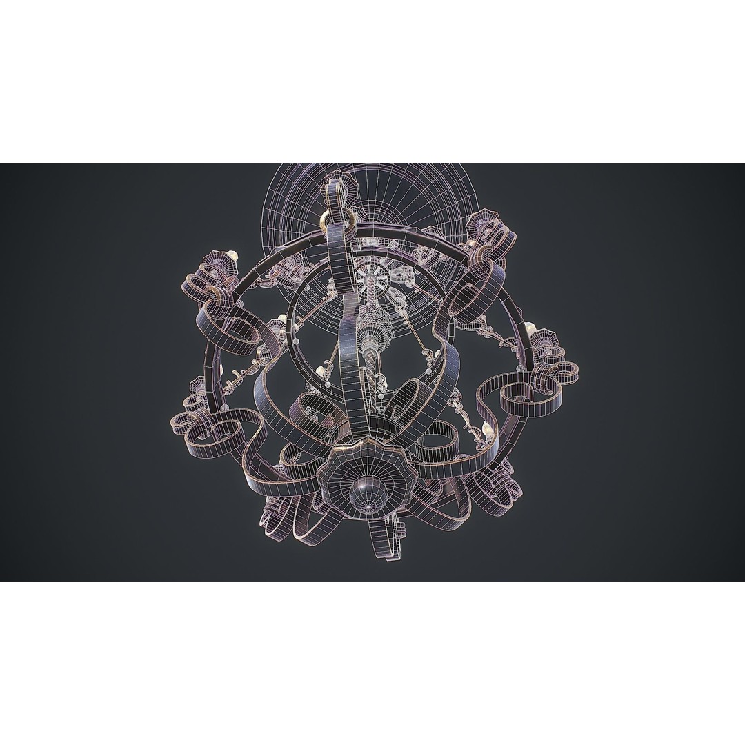 Forged Chandelier 3D Model – Low Poly PBR Lighting Asset, FBX/OBJ - View 6
