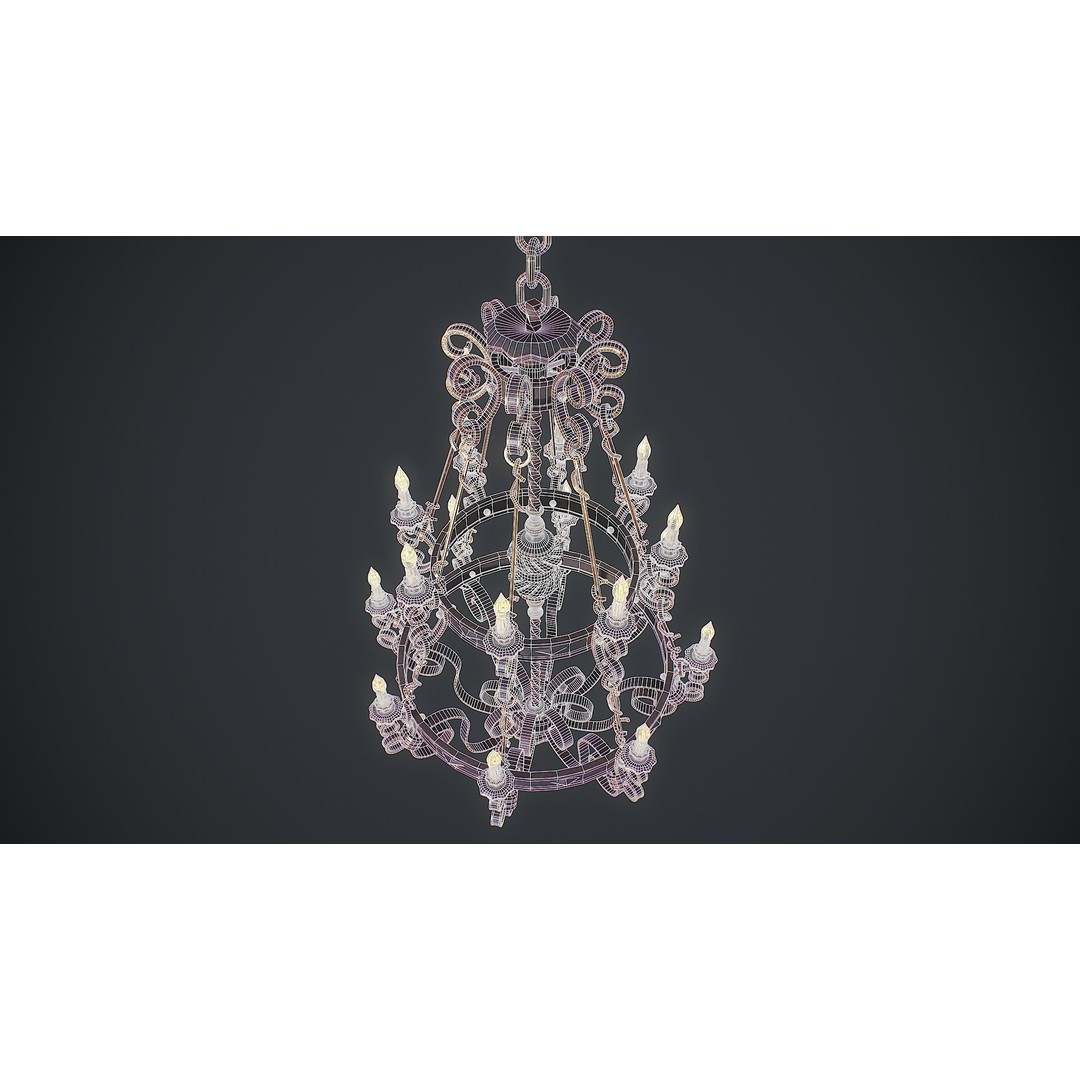 Forged Chandelier 3D Model – Low Poly PBR Lighting Asset, FBX/OBJ - View 8