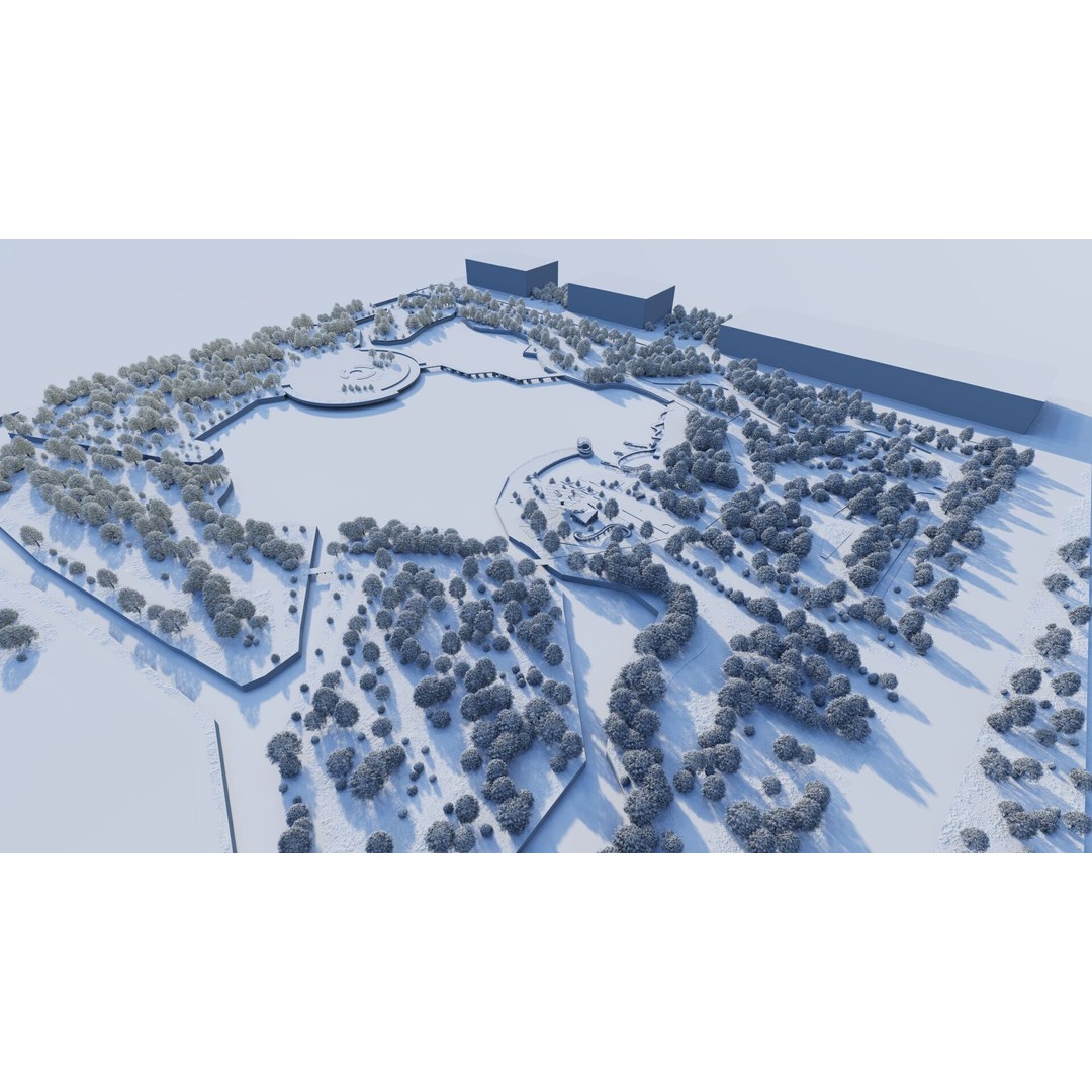 Public Park Landscape 3D Model – Modern Exterior Design, FBX, OBJ - View 10