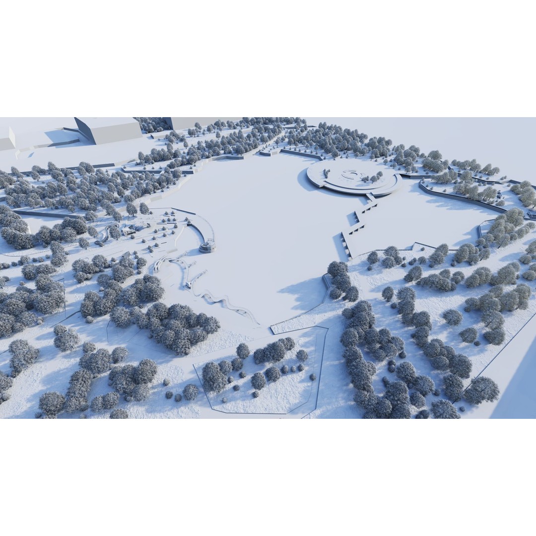 Public Park Landscape 3D Model – Modern Exterior Design, FBX, OBJ - View 12