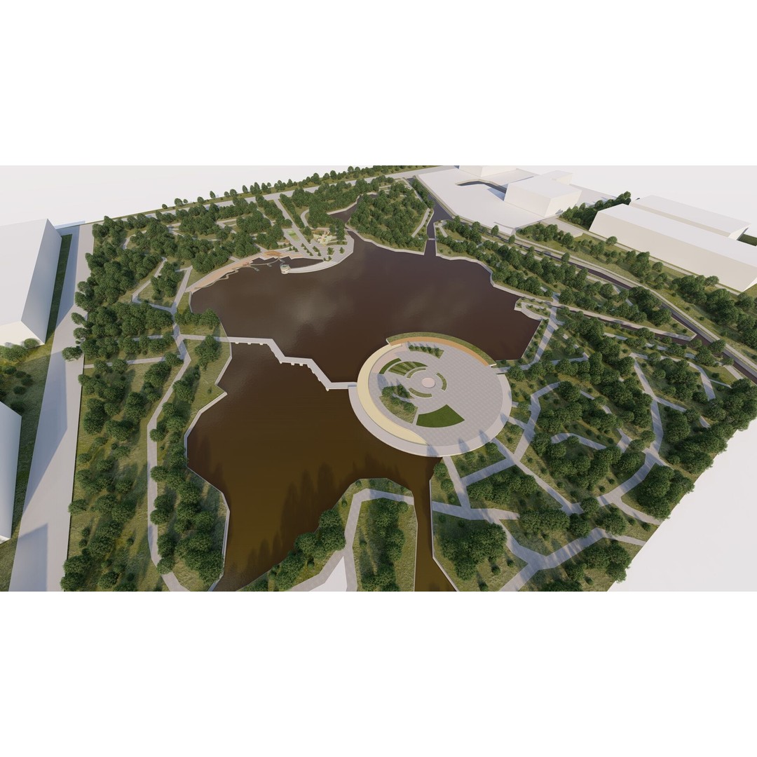 Public Park Landscape 3D Model – Modern Exterior Design, FBX, OBJ - View 14