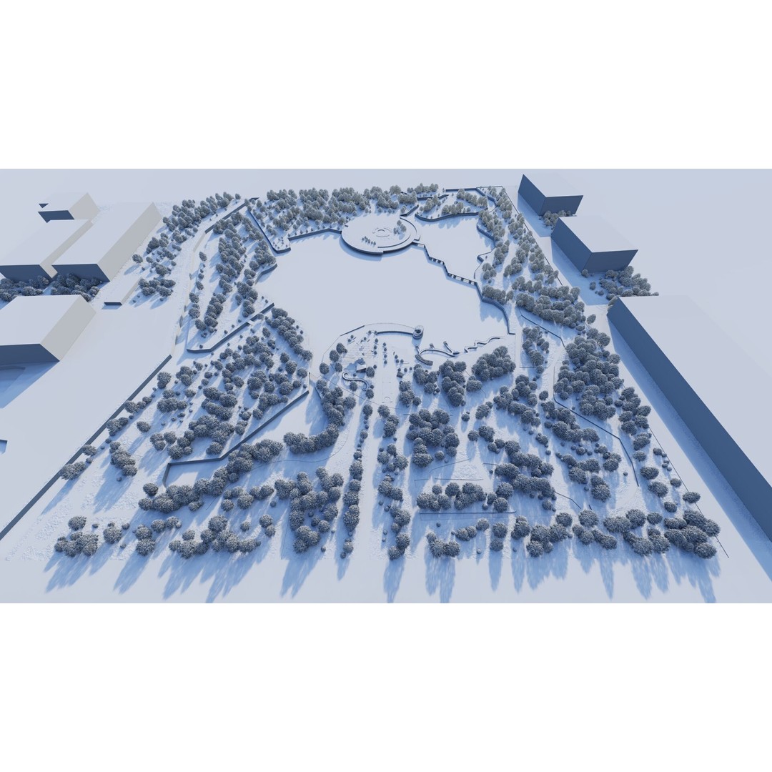 Public Park Landscape 3D Model – Modern Exterior Design, FBX, OBJ - View 15