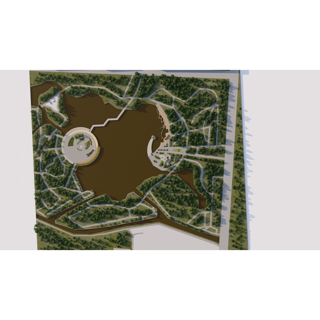 Public Park Landscape 3D Model – Modern Exterior Design, FBX, OBJ - View 4
