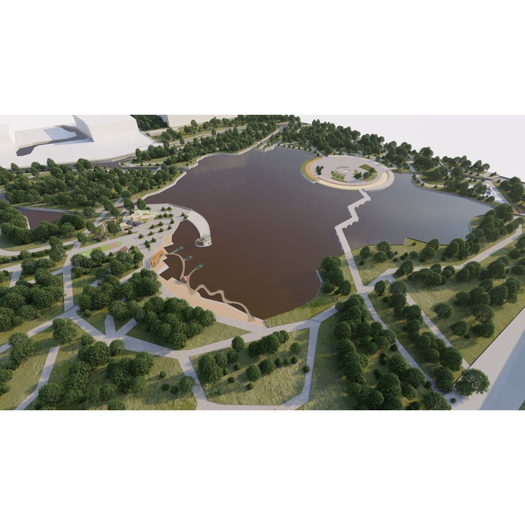 Public Park Landscape 3D Model – Modern Exterior Design, FBX, OBJ - View 5