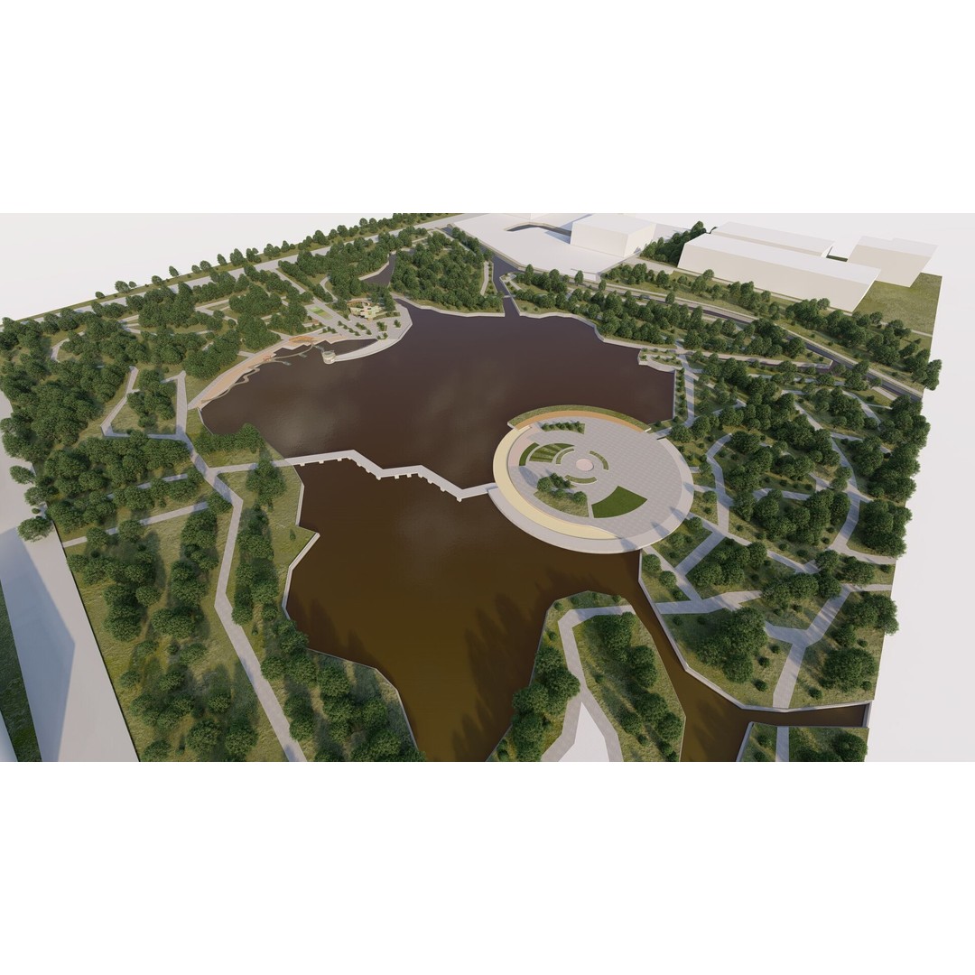 Public Park Landscape 3D Model – Modern Exterior Design, FBX, OBJ - View 56