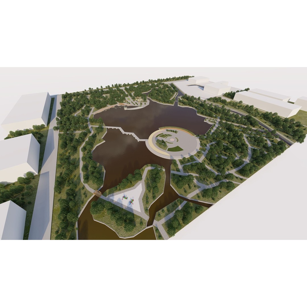 Public Park Landscape 3D Model – Modern Exterior Design, FBX, OBJ - View 6