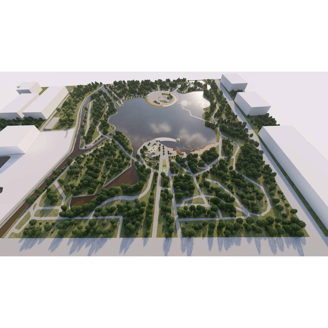 Public Park Landscape 3D Model – Modern Exterior Design, FBX, OBJ - View 7