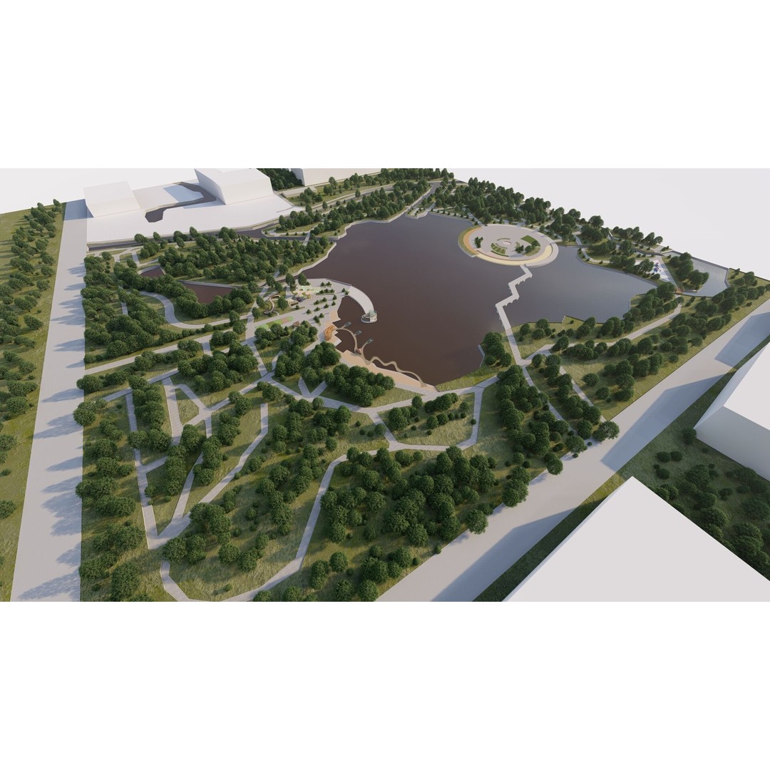Public Park Landscape 3D Model – Modern Exterior Design, FBX, OBJ - View 9