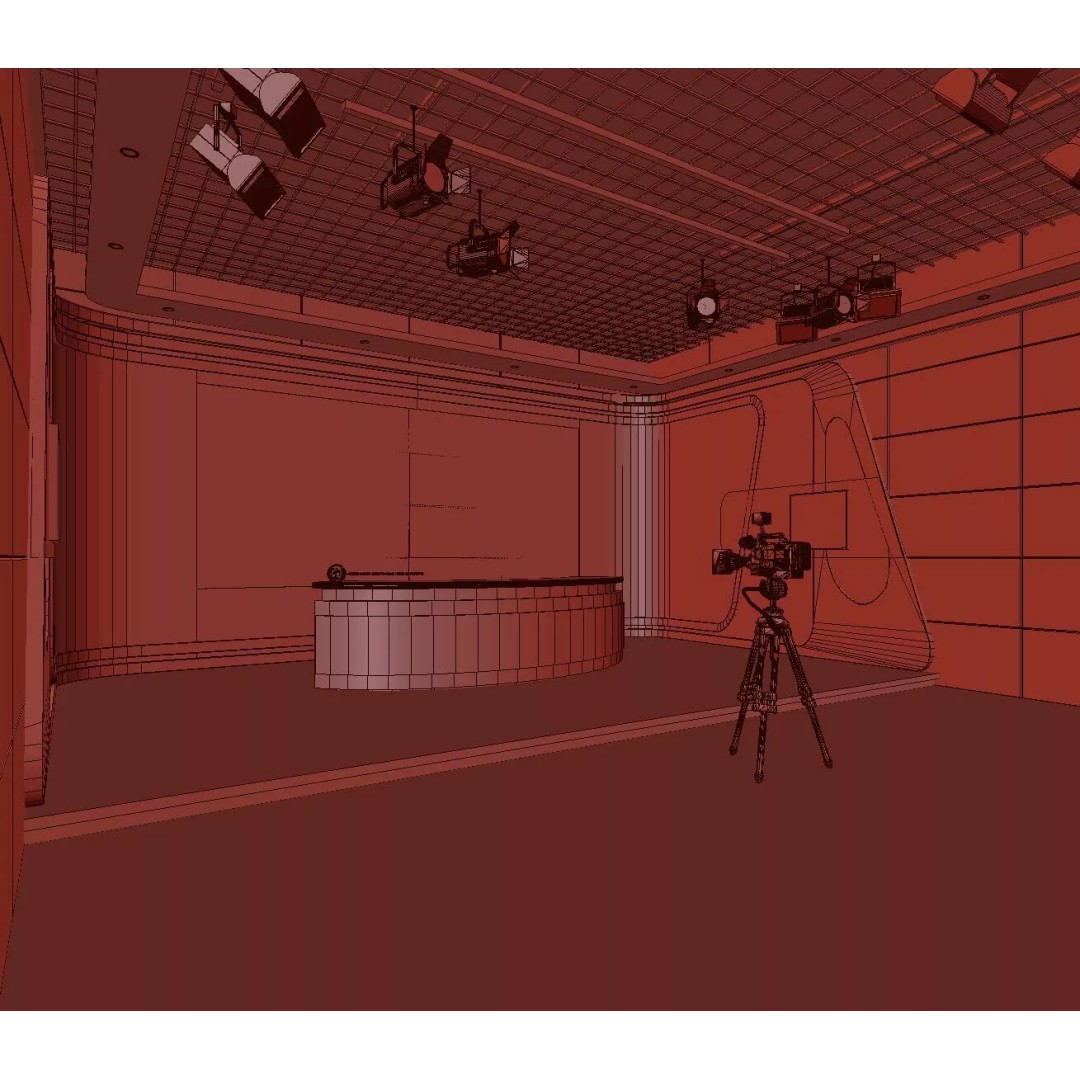 Virtual TV Studio News Set 3D Model – Modern Multimedia Broadcast Asset - View 7