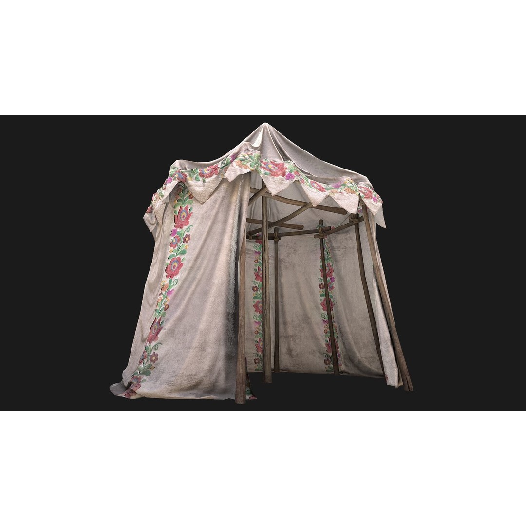 Fair Ukrainian Tent Market Stalls 3D Model – Low Poly Game Asset, FBX - View 10