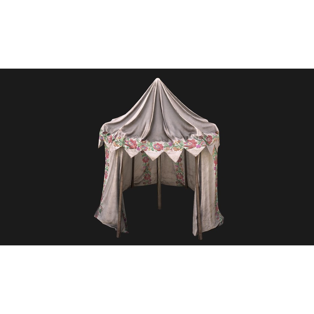 Fair Ukrainian Tent Market Stalls 3D Model – Low Poly Game Asset, FBX - View 12