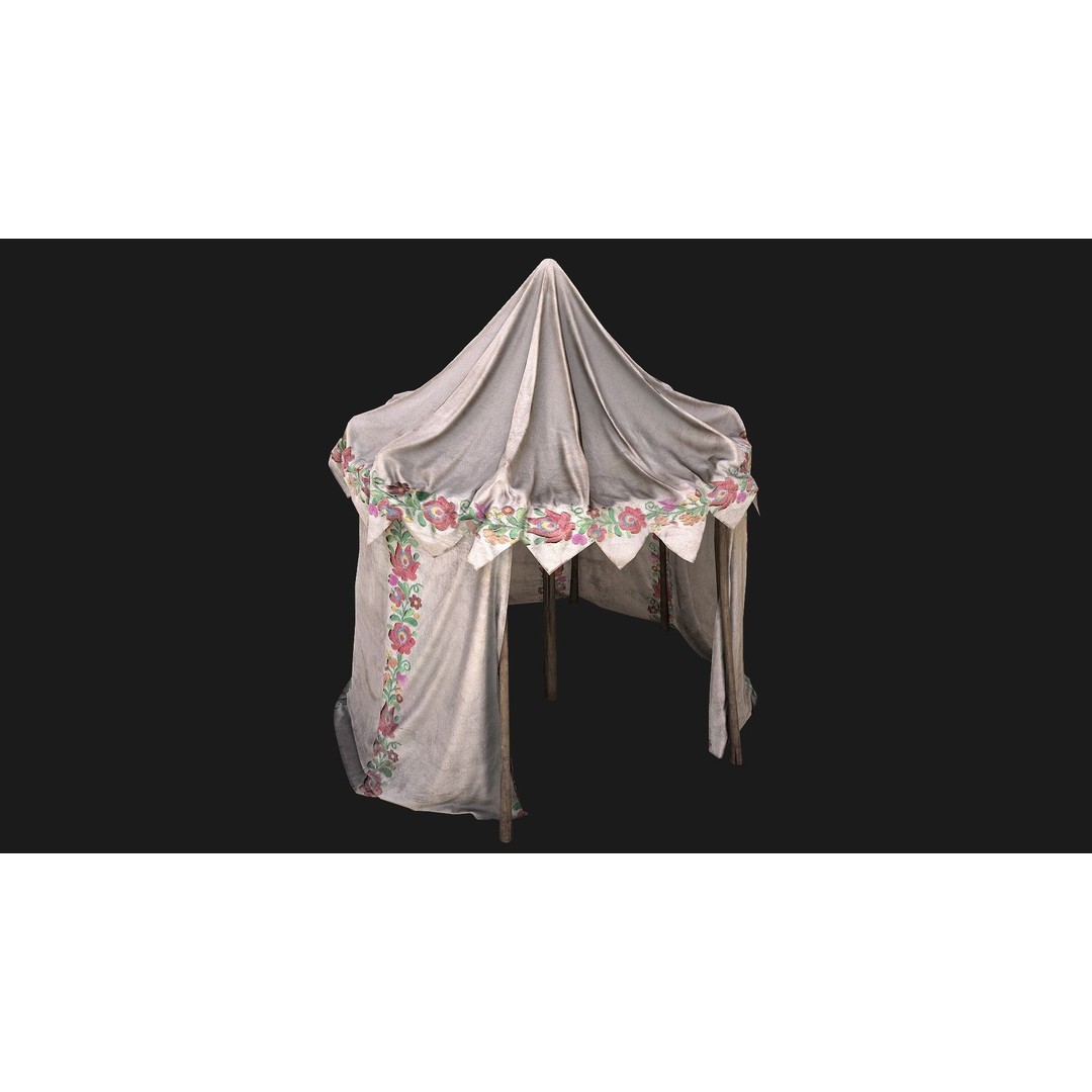 Fair Ukrainian Tent Market Stalls 3D Model – Low Poly Game Asset, FBX - View 13