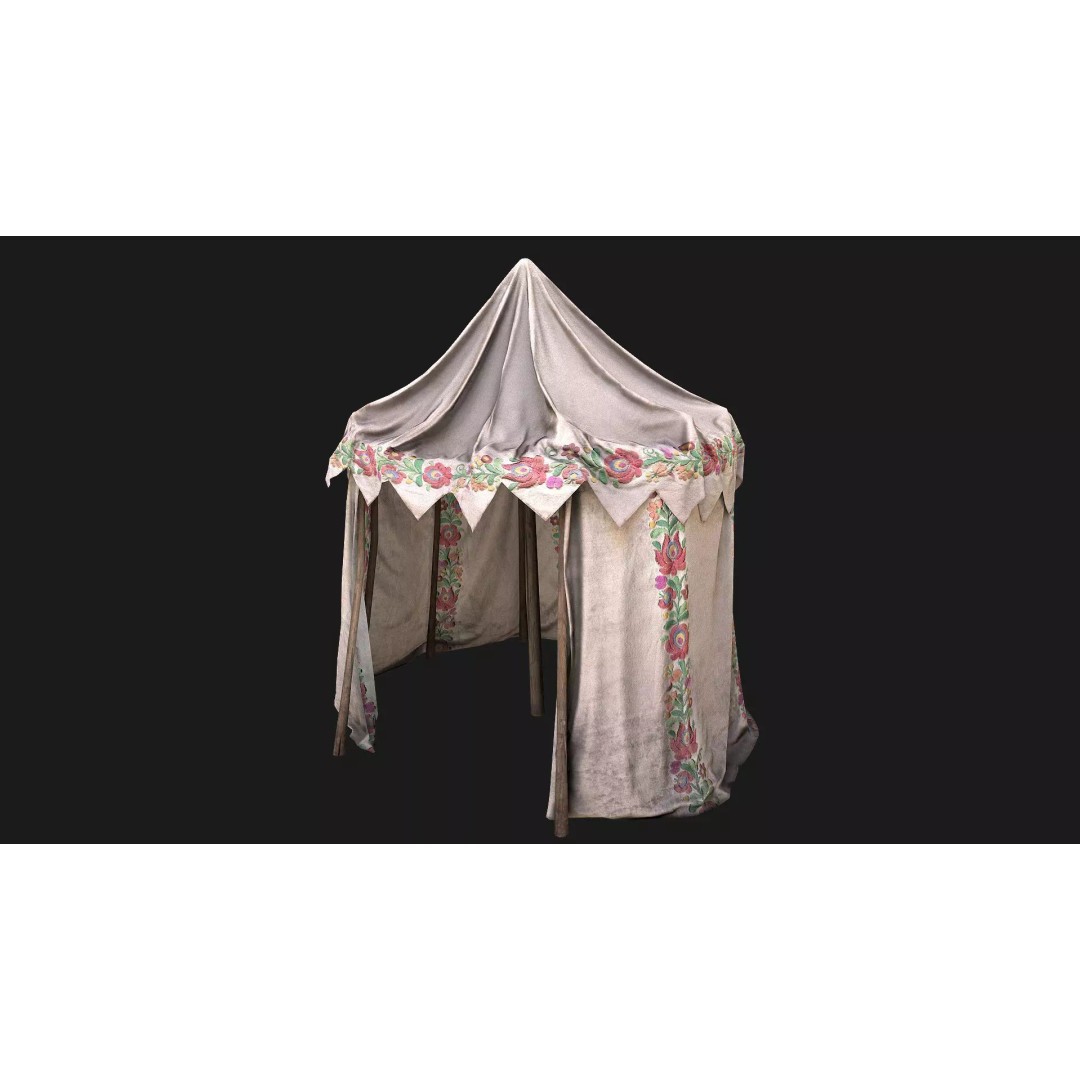 Fair Ukrainian Tent Market Stalls 3D Model – Low Poly Game Asset, FBX - View 2
