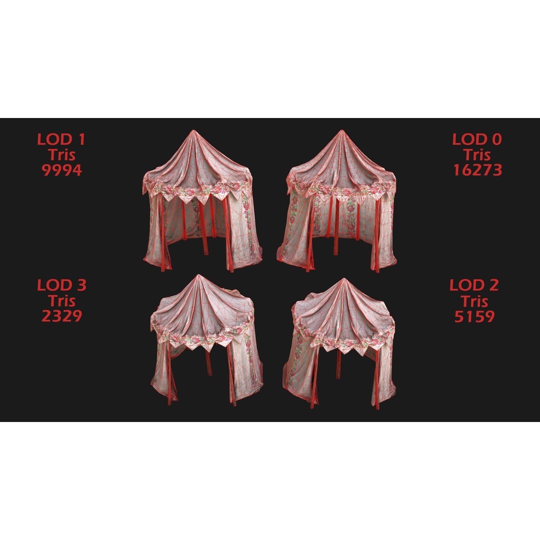 Fair Ukrainian Tent Market Stalls 3D Model – Low Poly Game Asset, FBX - View 3