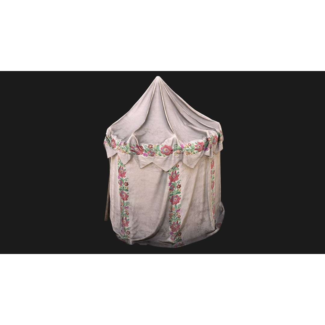 Fair Ukrainian Tent Market Stalls 3D Model – Low Poly Game Asset, FBX - View 4