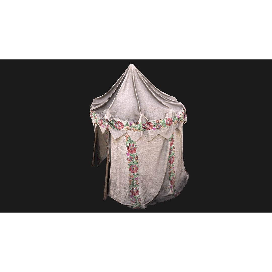 Fair Ukrainian Tent Market Stalls 3D Model – Low Poly Game Asset, FBX - View 5