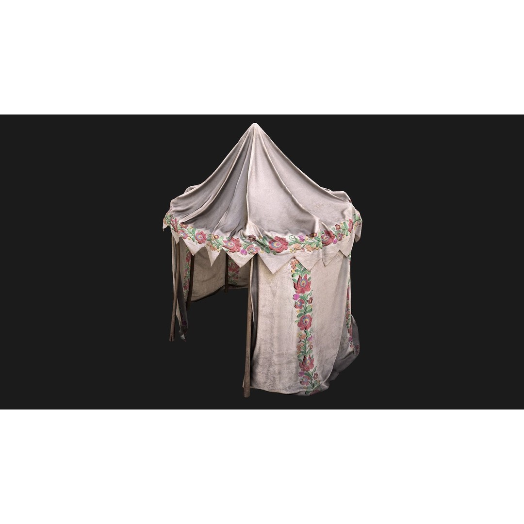 Fair Ukrainian Tent Market Stalls 3D Model – Low Poly Game Asset, FBX - View 6