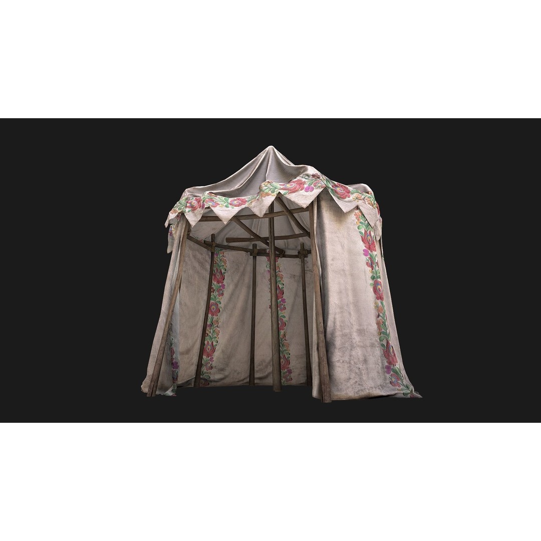 Fair Ukrainian Tent Market Stalls 3D Model – Low Poly Game Asset, FBX - View 8