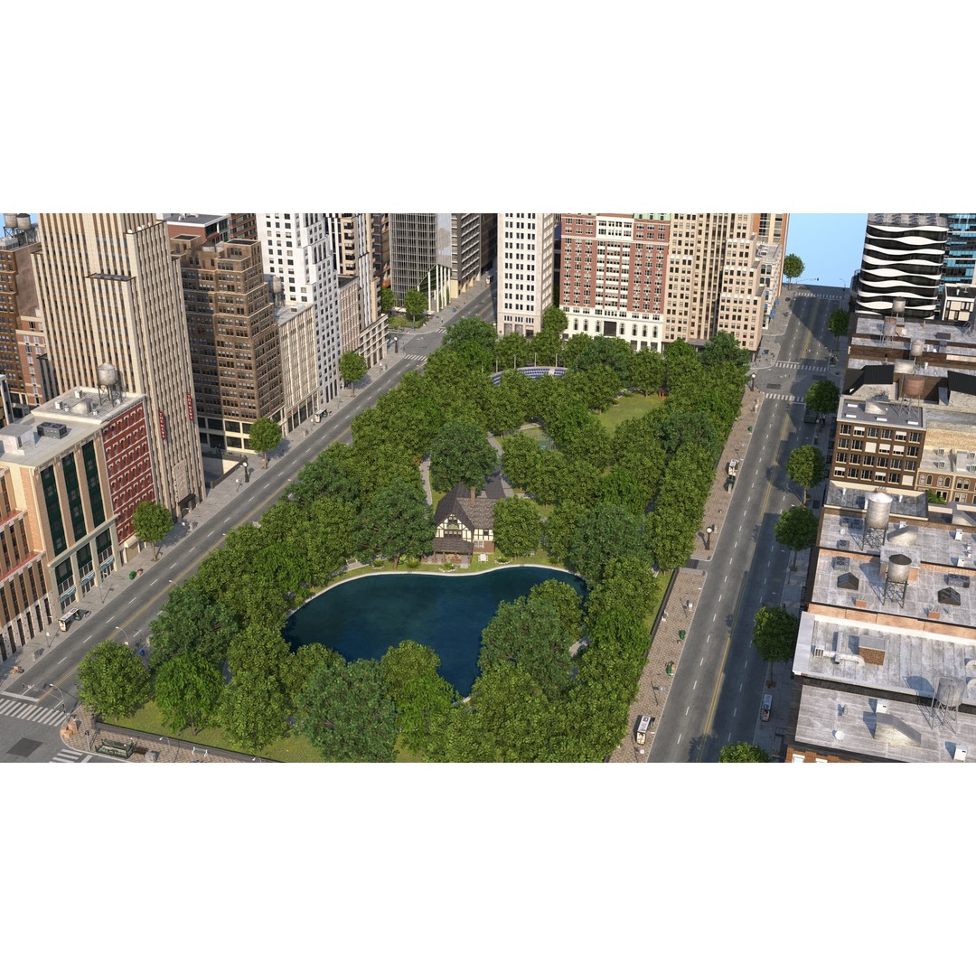 Park City 3D Model – Low Poly Cityscape with Modular Blocks, FBX - View 10