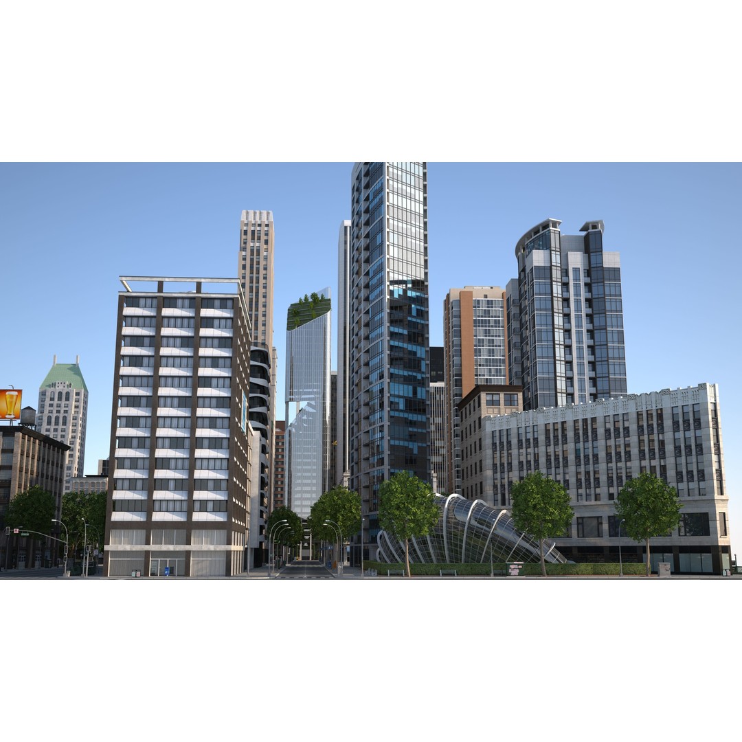 Park City 3D Model – Low Poly Cityscape with Modular Blocks, FBX - View 11