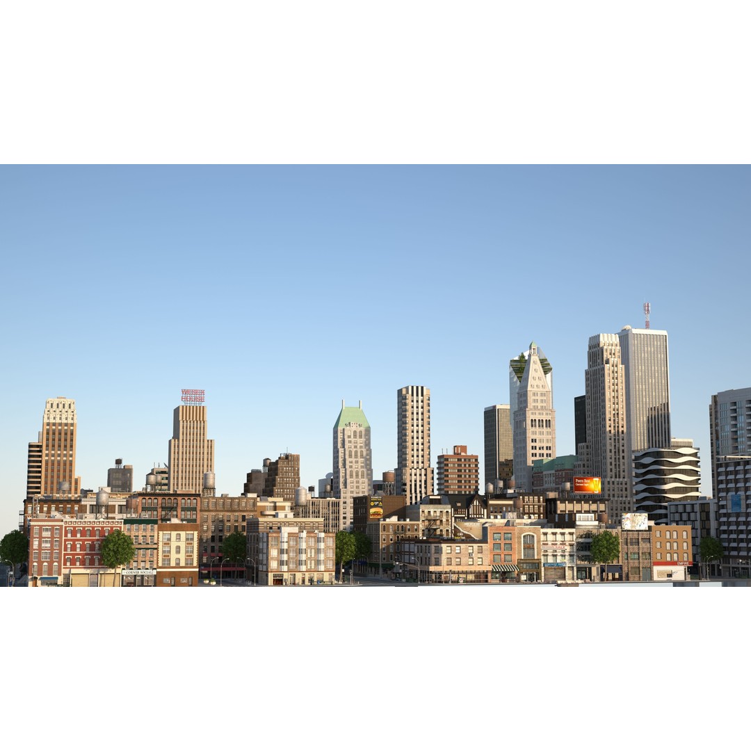 Park City 3D Model – Low Poly Cityscape with Modular Blocks, FBX - View 13