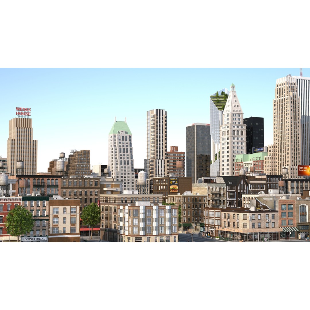 Park City 3D Model – Low Poly Cityscape with Modular Blocks, FBX - View 17