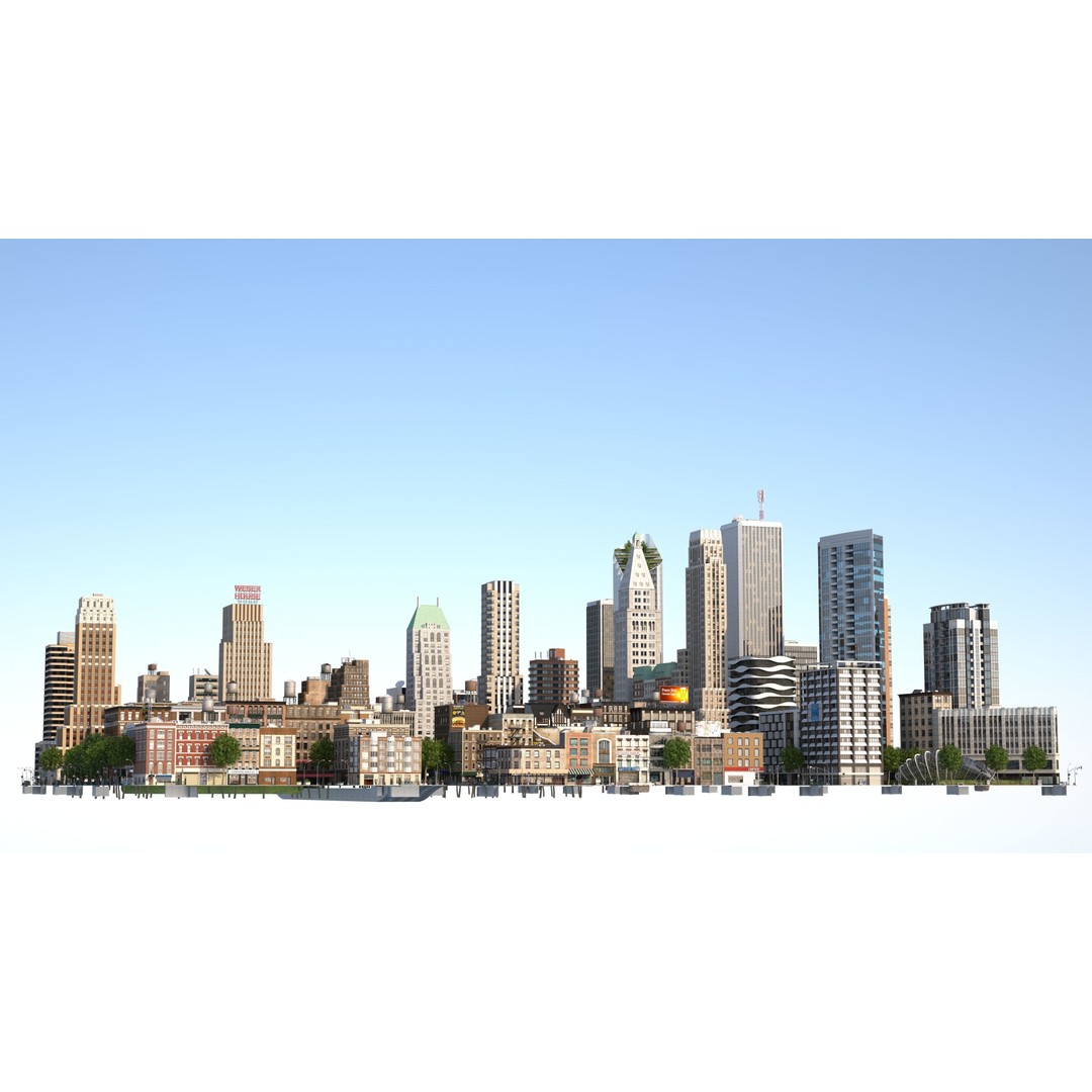 Park City 3D Model – Low Poly Cityscape with Modular Blocks, FBX - View 18