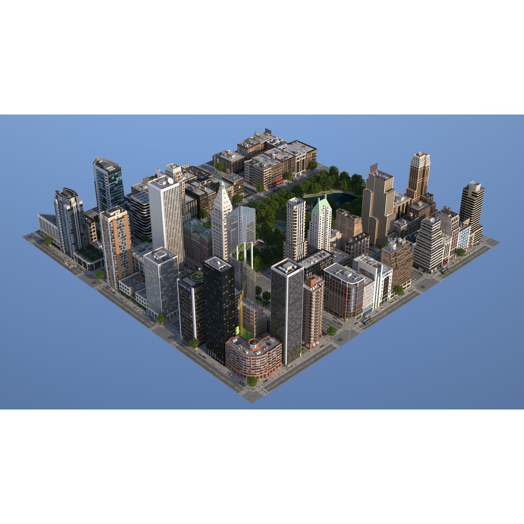 Park City 3D Model – Low Poly Cityscape with Modular Blocks, FBX - View 19