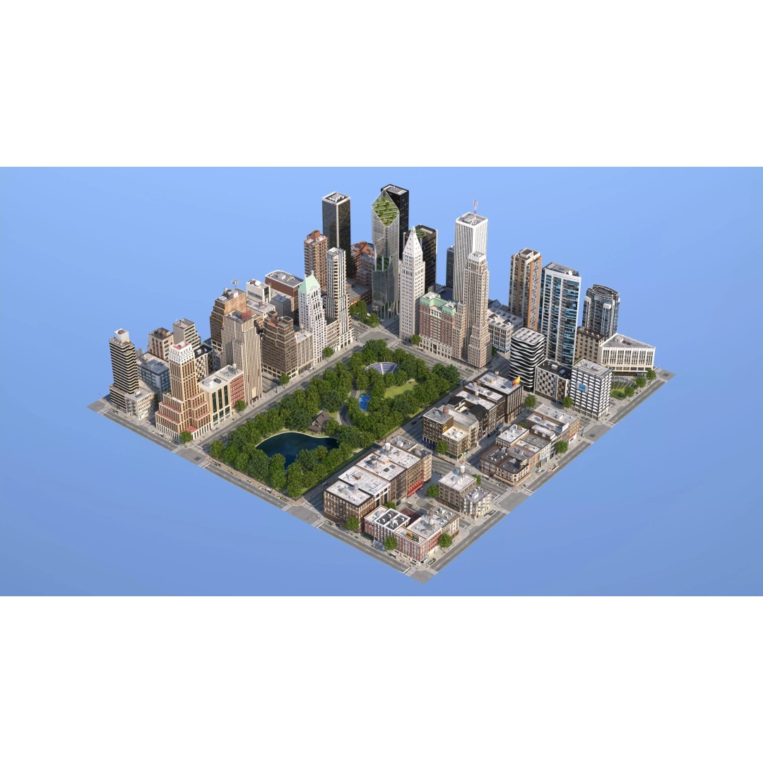 Park City 3D Model – Low Poly Cityscape with Modular Blocks, FBX - View 2